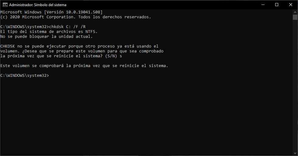 comando para reparar windows