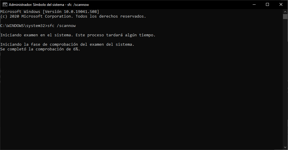 comando sfc /scannow