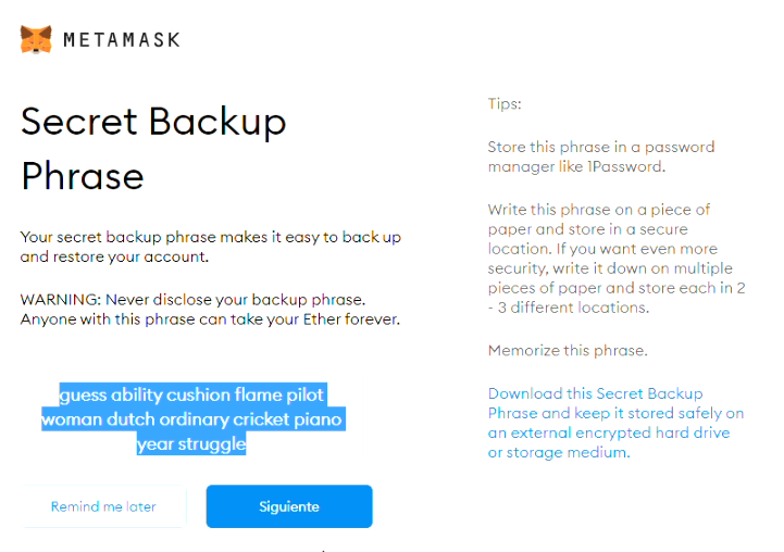 Paso 6.1 Metamask BNC